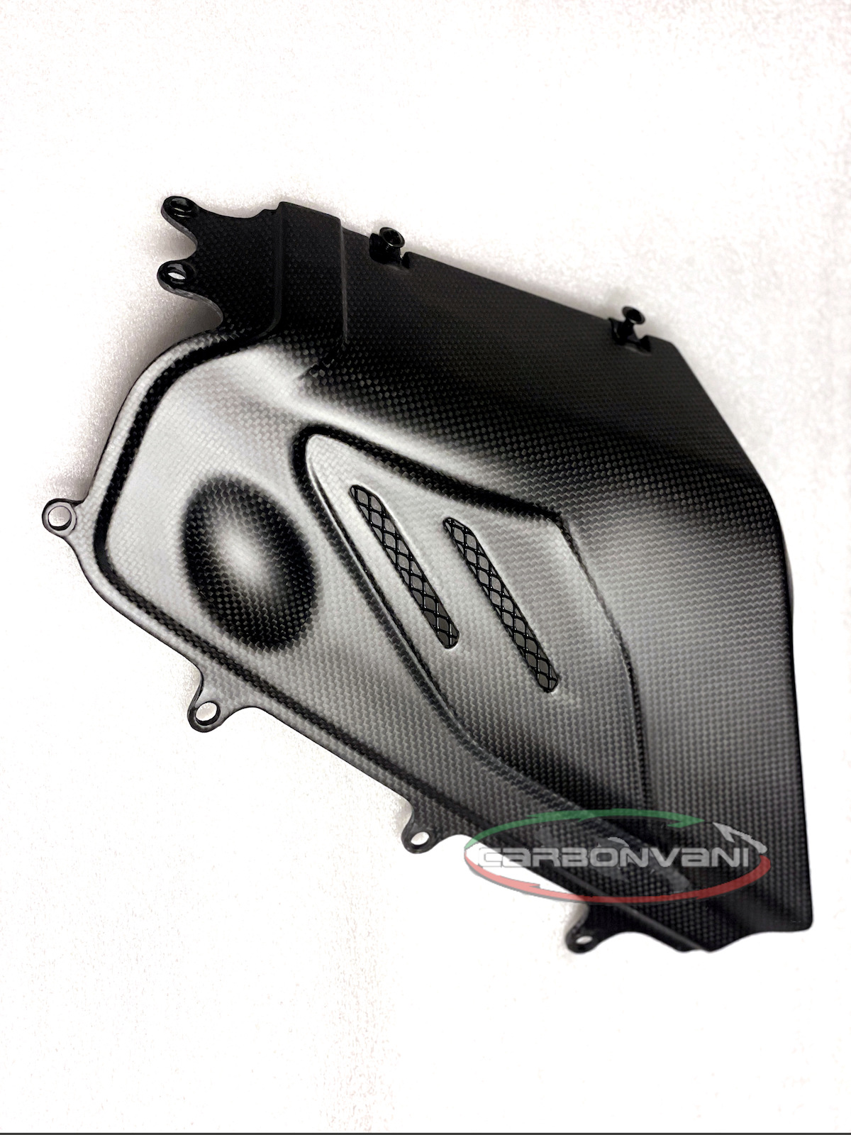Carbonvani - Ducati Panigale V4 / S / R Carbon Fiber Right Side Insert for OE Belly pan for Akrapovic Exhaust (2022+) Carbonvani - Ducati Panigale V4 / S / R Carbon Fiber Right Side Insert for OE Belly pan for Akrapovic Exhaust (2022+)
